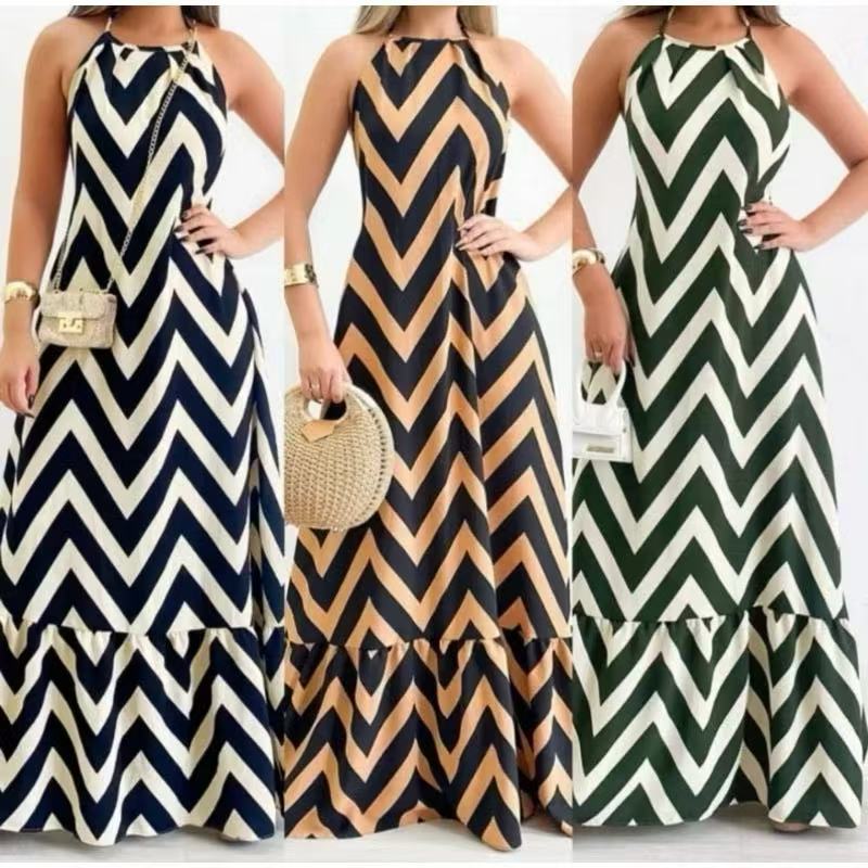 Vestido Longo Frente Única Liso / Estampado  Com Bojo  H-6 em Oferta na Shopee