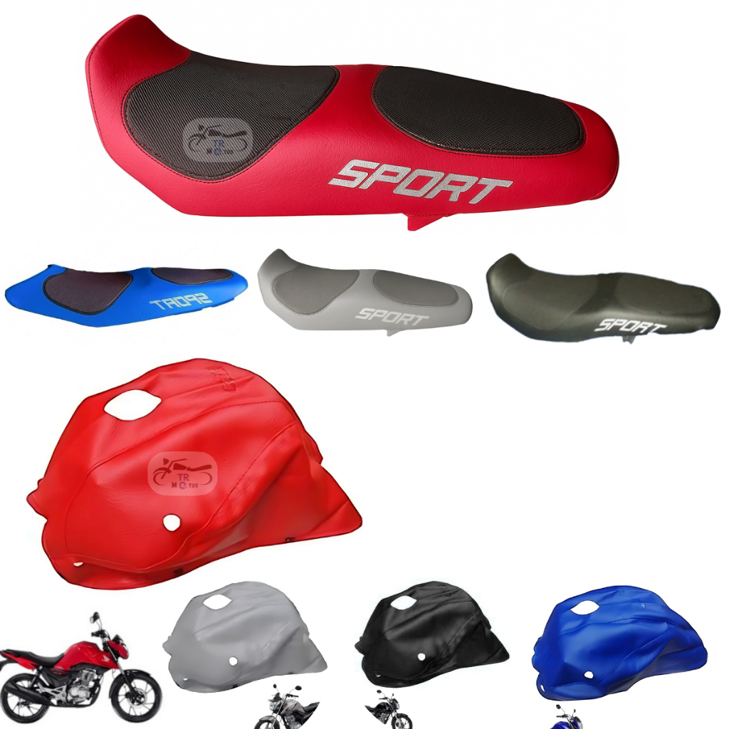 Capa Do Tanque E Capa De Banco Esportiva Moto Titan Fan 160 2016-2024