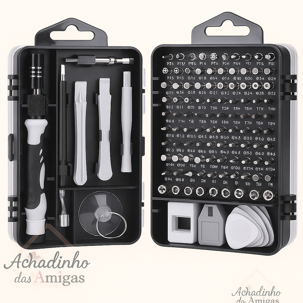 Kit Jogo de Ferramentas Com 115 Chaves Peças Para Manutenção Reparacao celular tablet multiuso em Oferta na Shopee
