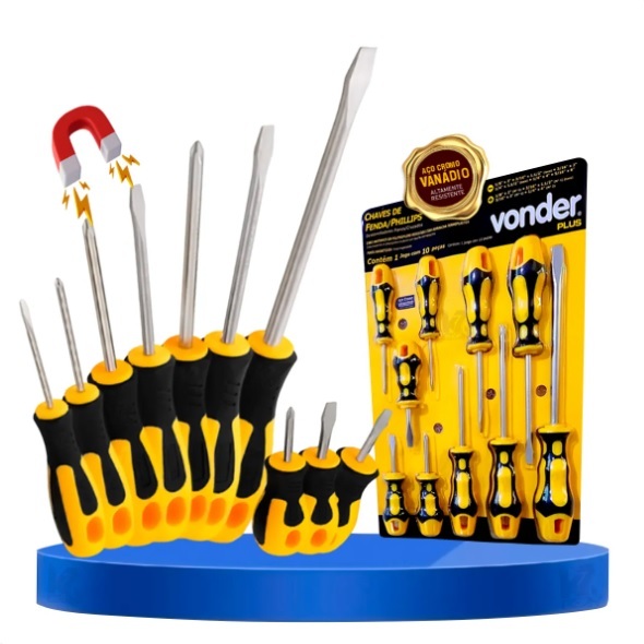 Jogo Chave Fenda Philips Magnetizada Imã 10 Peças Vonder Profissional em Oferta na Shopee