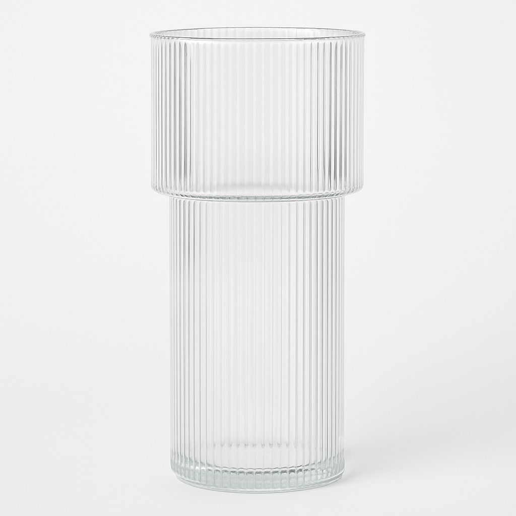 Vaso de Vidro Decorativo 24cm Transparente Flores Plantas Decoração