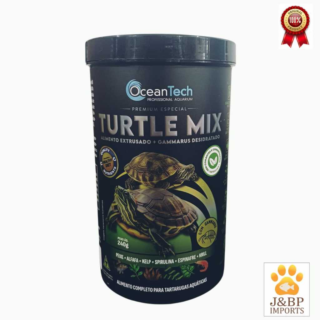 Ração Para Tartaruga Ocean Tech Turtle Mix 240 gr.-Camarão + Ração