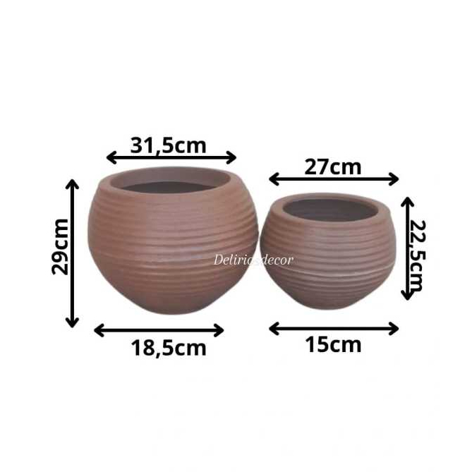 Vasos de plantas Ondulado decorativo reciclável em polietileno, P e M Código 84 - 64