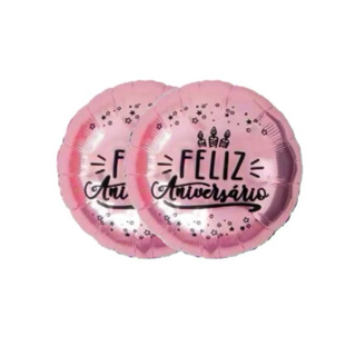 Kit com 2/3/4/5 Balão Metalizado Feliz Aniversário Rosé Prata Decoração Enfeite Festa em Oferta na Shopee