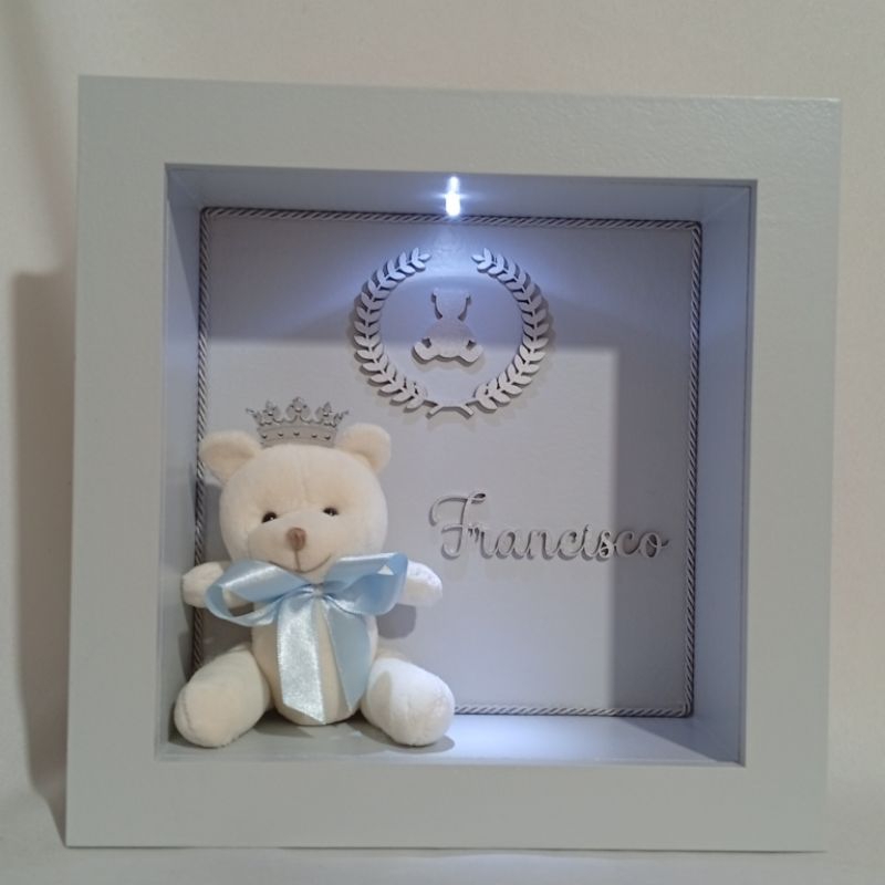 Enfeite de porta maternidade cinza com ursinho príncipe