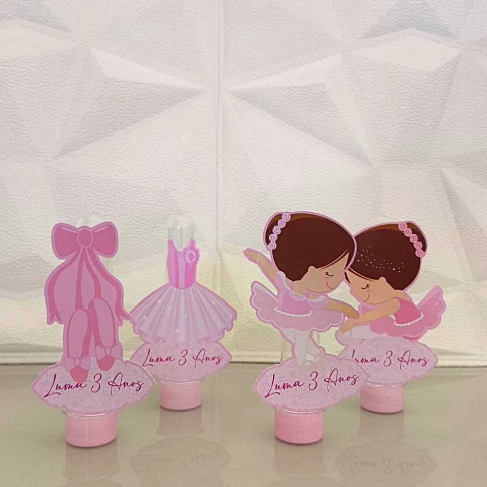 Aplique Personalizado para Tubete Tema Bailarina com Nome e Idade Festa Infantil Lembrancinha