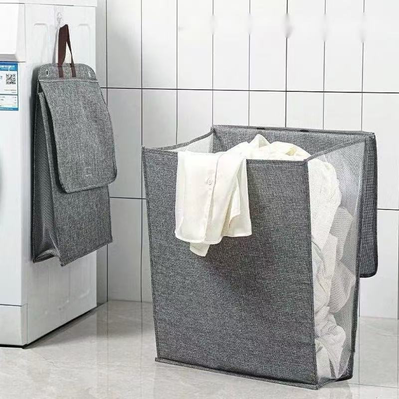 cor bege Cesto De Roupas Sujas GRANDE Dobrável Armazenamento Parede/Chão Multifuncional Para Banheiro