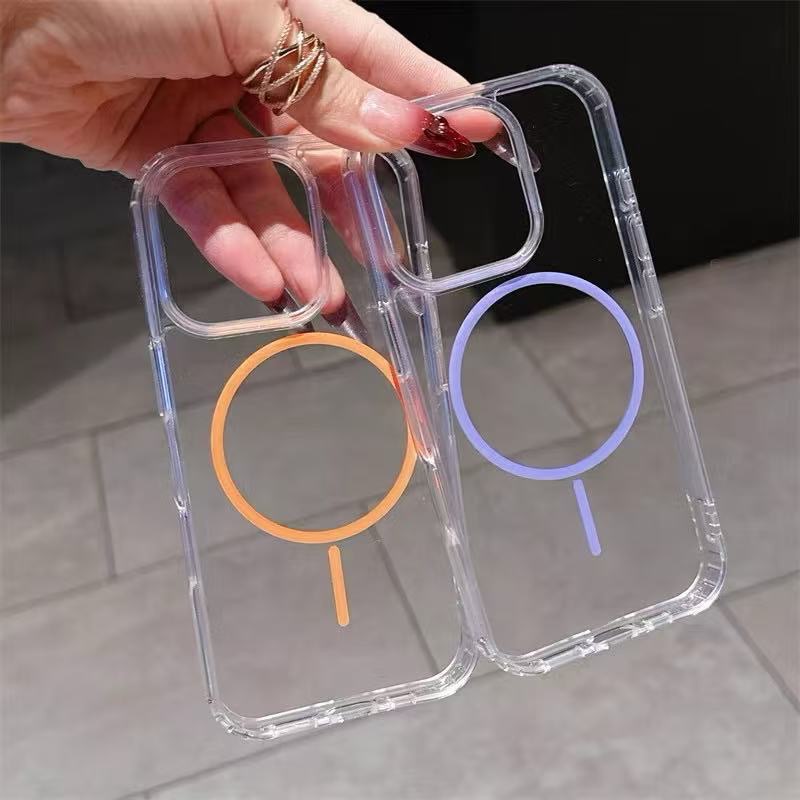 Capa De Acrílico Magnético Transparente Com Carregamento Sem Fio MagSafe-Compatível iPhone 11-16 Pro Max
