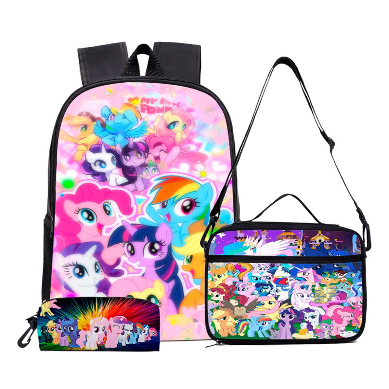 kit mochila my little pony +lancheira térmica e estojo