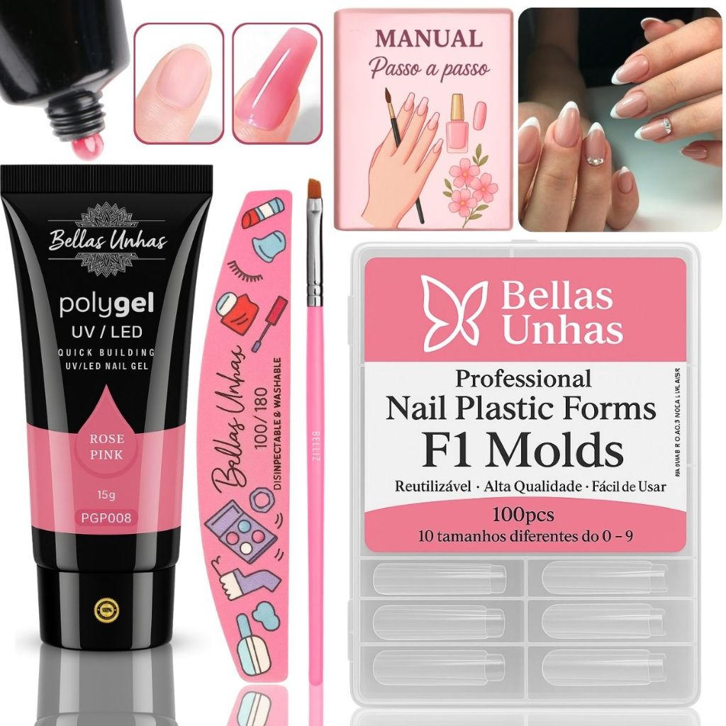Kit Polygel Poligel Alongamento Unhas Molde F1 Super Promoção - ENVIO IMEDIATO em Oferta na Shopee