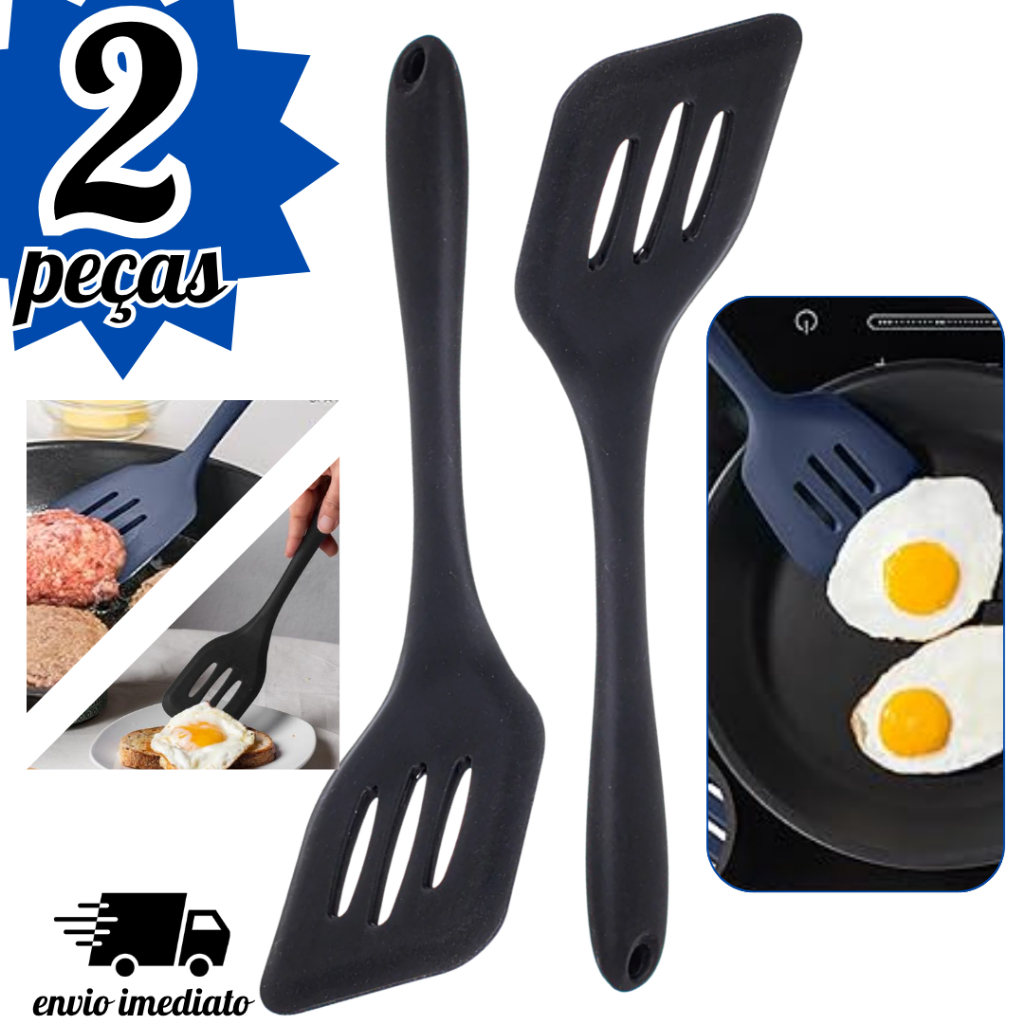 Espátula Vazada de Silicone Utensílios de Cozinha Antiaderente Não Risca Panela