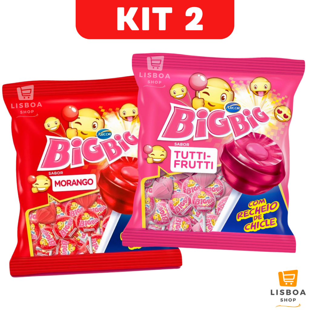 Pirulito Big Big Kit 2 Pacotes 500g c/40un cada - Arcor em Oferta na Shopee