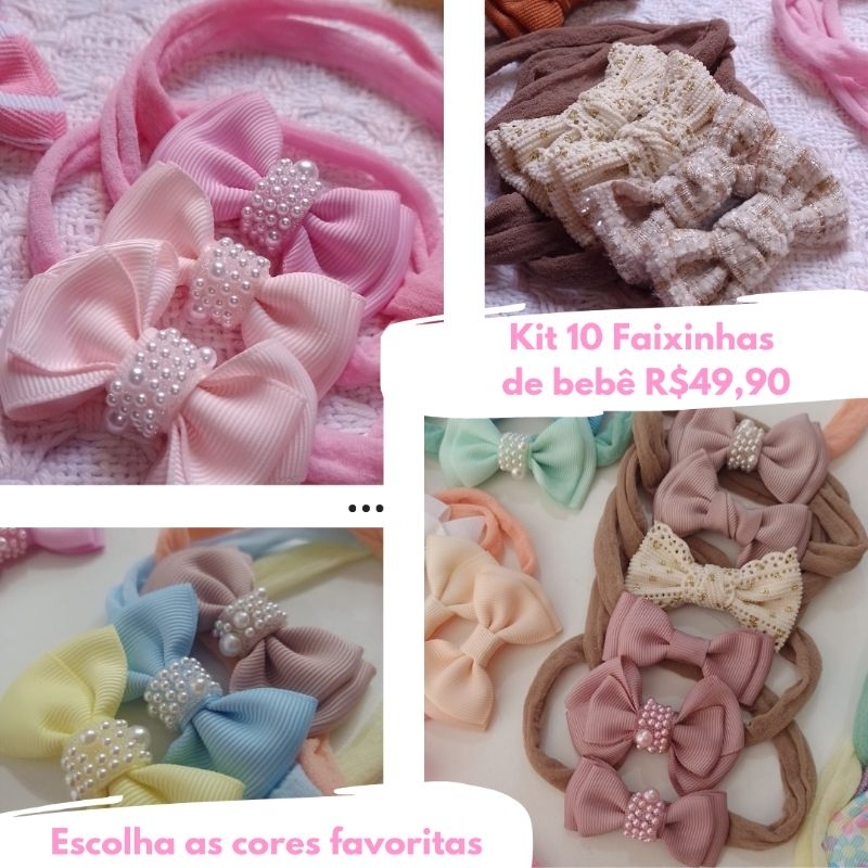 Kit 10 Faixinhas de bebê, saída maternidade, lacinhos para bebê, acessórios para bebê, faixa de cabelo para princesa