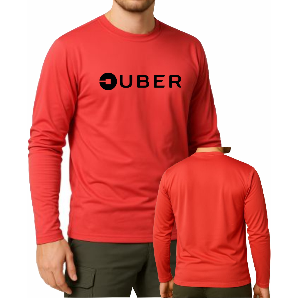 Camiseta Manga longa Vermelha Motorista UBER Motorista de aplicativo