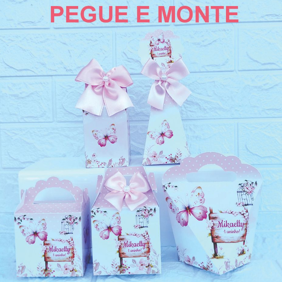 PEGUE E MONTE – KIT FESTA PERSONALIZADOS JARDIM ENCANTADO DAS BORBOLETAS LEMBRANCINHAS CAIXINHAS PARA FESTA
