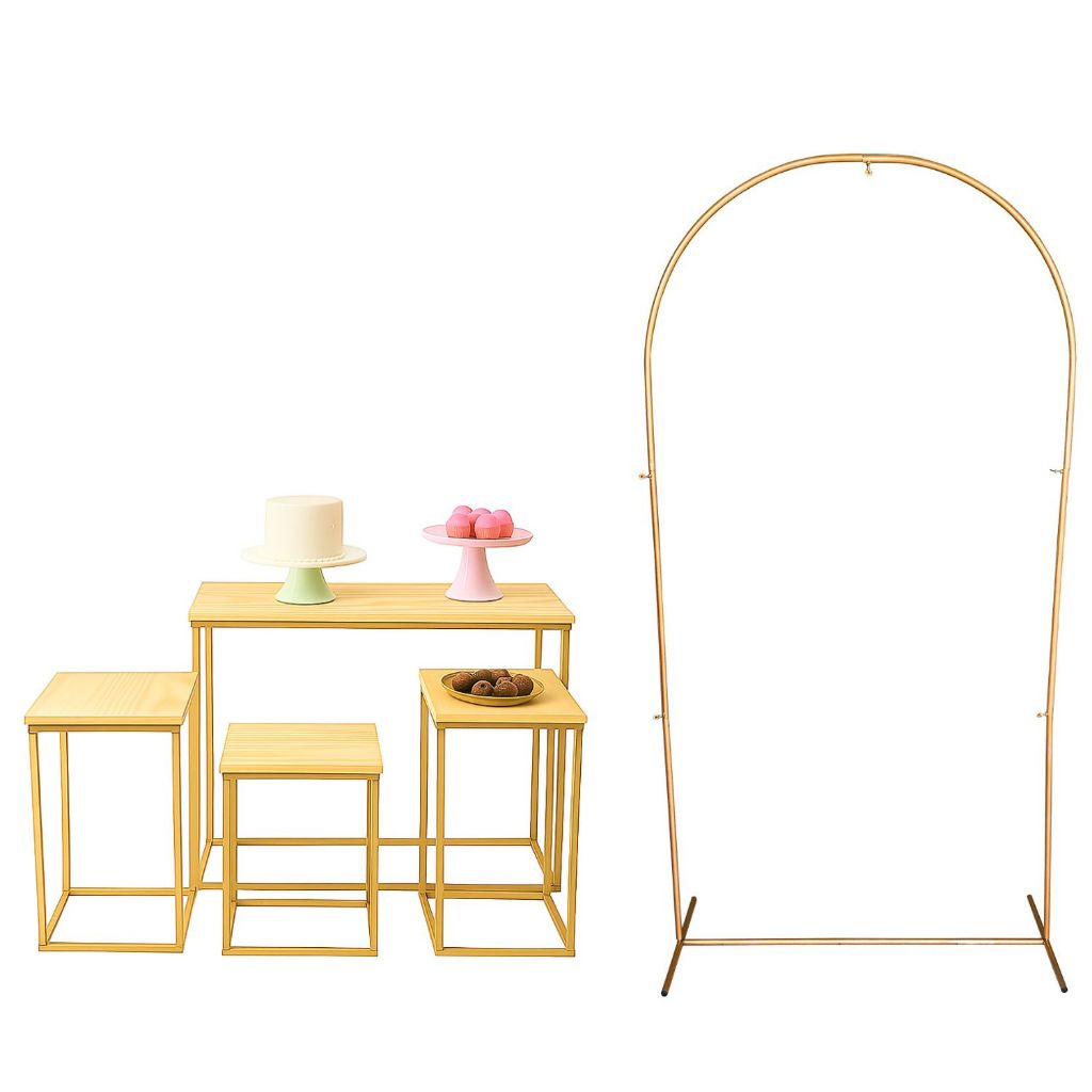 Jogo KIT De 4 Mesas Para Festa Decorativa E Arco Romano Retangular Redondo Decoração Aniversario Eventos Pegue E Monte em Oferta na Shopee