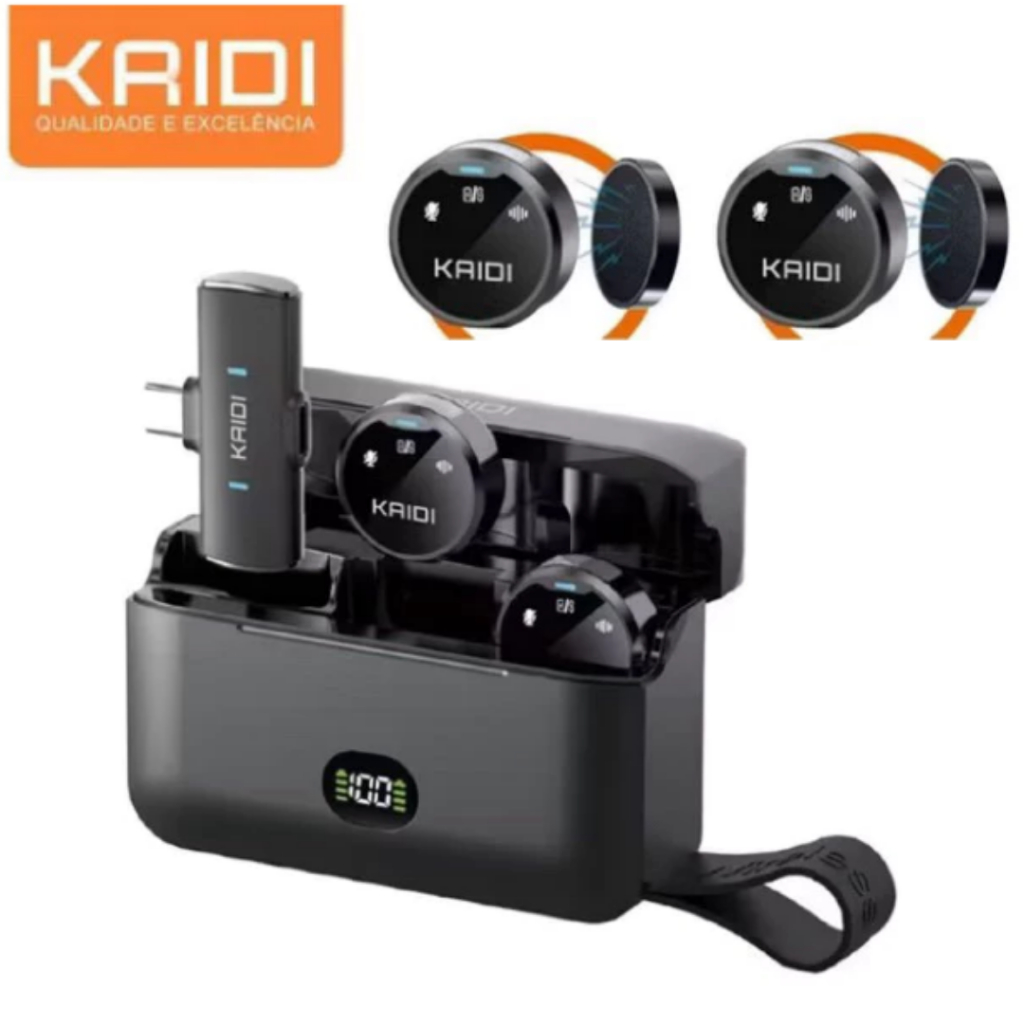 KAIDI Microfone de Lapela Com Case Recarregavel Magnético Para Samsung S22 S23 S24 S25 S25ULTRA