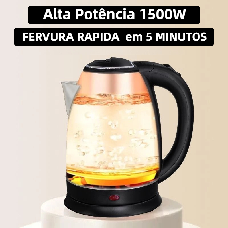 Chaleira Elétrica de Aço Inox 1.8L | Fervura Rápida | Desligamento Automático | 127V e 220V