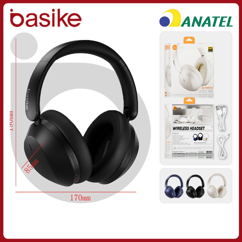 Basike Fone de Ouvido Bluetooth Sem Fio, Fone Sem Fio Bluetooth ANC Headphone Com Microfone，Fon192 - Audio