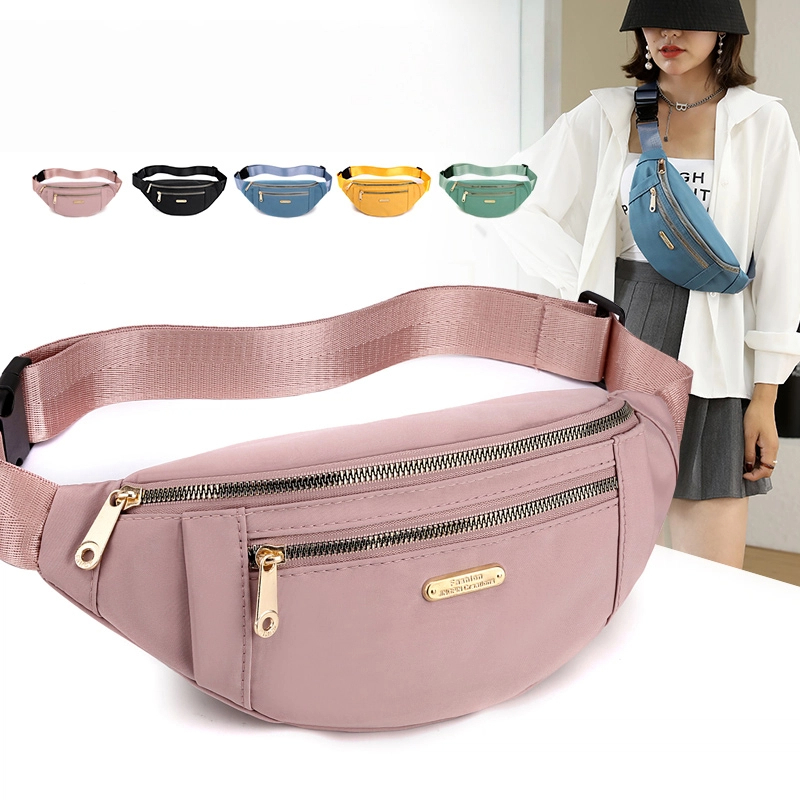 Bolsa Transversal Feminina Pochete em Lona Estilo Coreano Ajustável para Cintura e Peito Bolsa Transversal Feminina Pochete em Lona Estilo Coreano Ajustável para Cintura e Peito