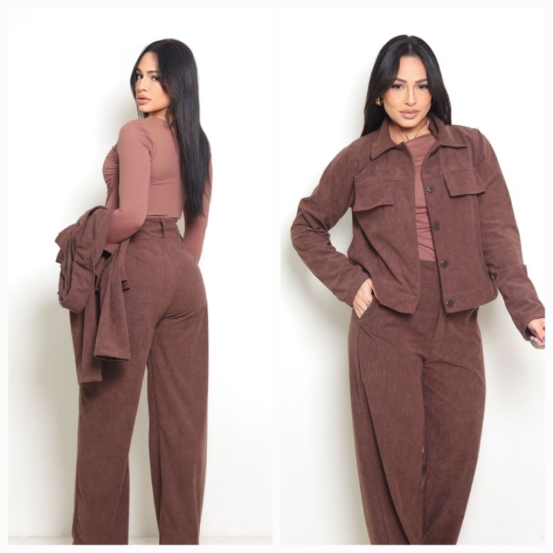 Conjunto feminino inverno  veludo cotele