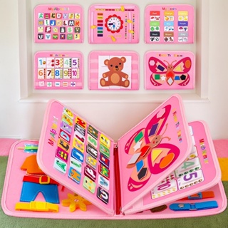 Montessori Busy Board Para Crianças-Brinquedos Sensoriais De Habilidades Básicas A Vida Com Botão De Zíper De Fivela em Oferta na Shopee