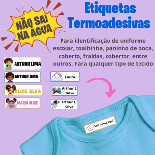 kit  Etiquetas Nome Aplique Identificação para Roupas Uniformes Meias Todo Tipo de Tecido Dtf Textil Faça com Ferro em Oferta na Shopee