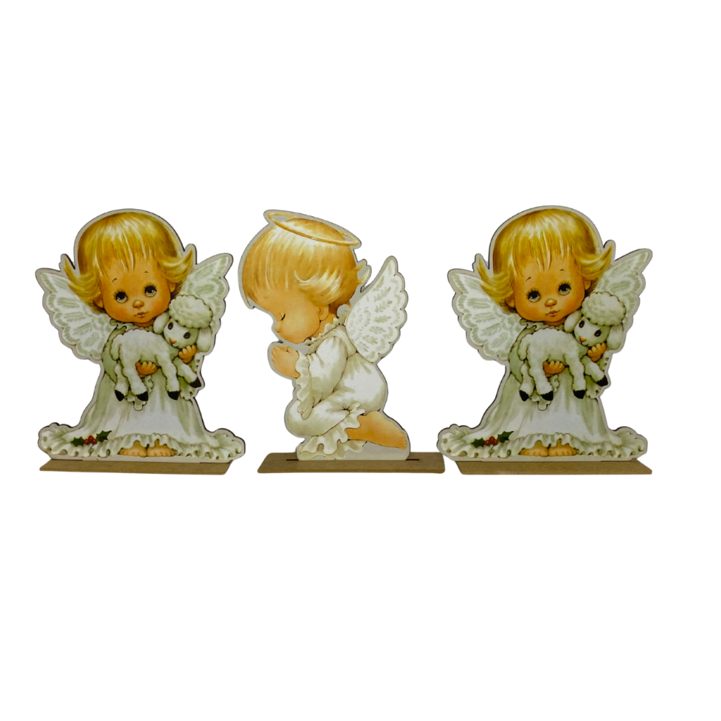 Kit Display de Mesa 3 Peças Para Festa Anjo Neutro MDF em Oferta na Shopee