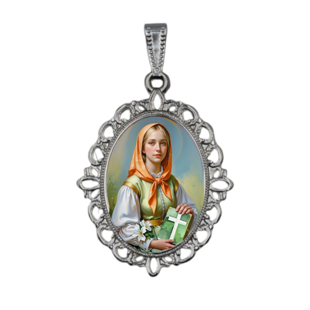 medalha santa dimpna padroeira dos psicologos 3,5x2,8cm em moeda antiga
