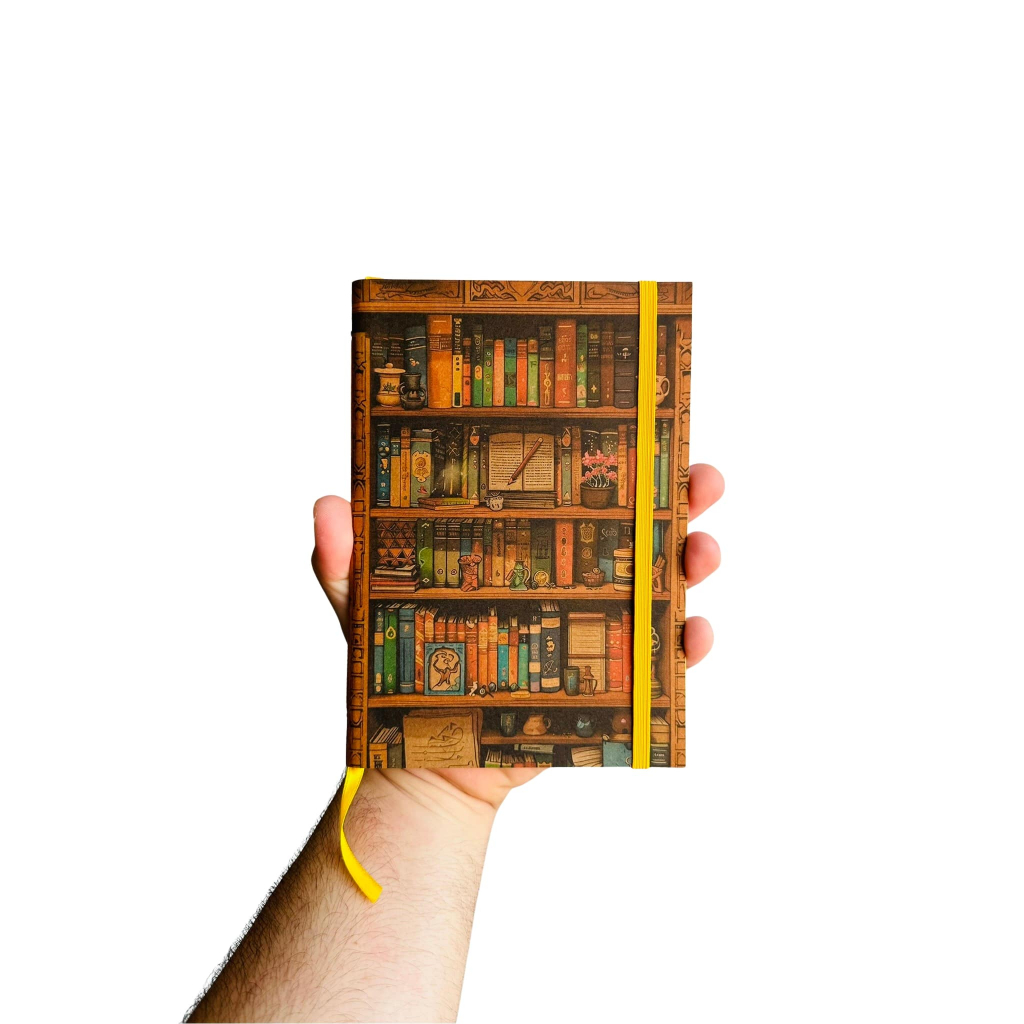 Sketchbook Caderno Estante de Livros Biblioteca com Elástico e Marca Página Aquarela em Oferta na Shopee