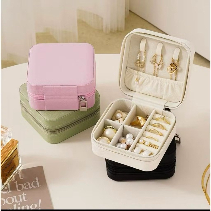 Kit 1/3/5 Porta Joia De Bolsa Para Viagem Portátil caixa de armazenamento bolsa anel colar Bom Presente