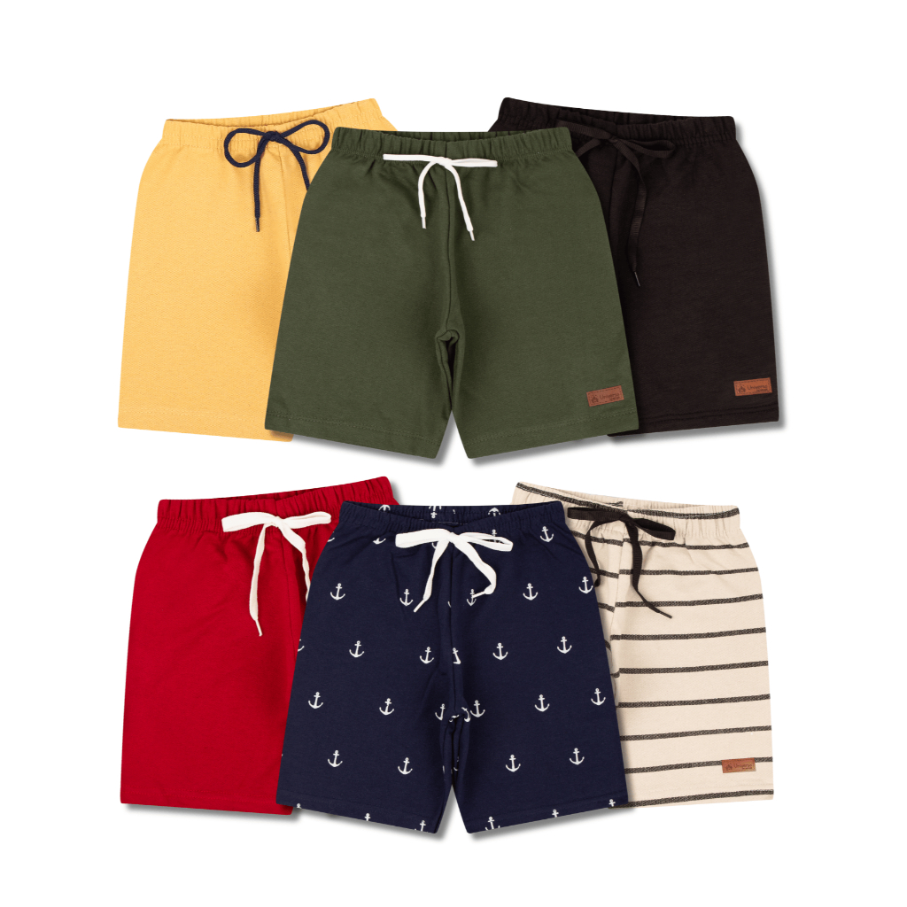 Kit 1, 4 ou 6 Bermudas Bebe Menino Moletinho Algodão Shorts Infantil Masculino Casual Opções Lisas e Estampadas em Oferta na Shopee