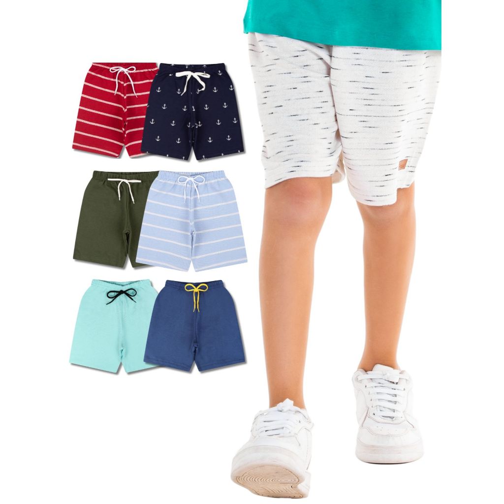 Kit 6 Bermudas Infantil Menino Infantil Moletinho Algodão Ou Kit 4 Bermudas Menino