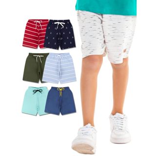Kit 1, 4 ou 6 Bermudas Infantil Menino Infantil Moletinho em Algodão Moda Casual Básica em Oferta na Shopee
