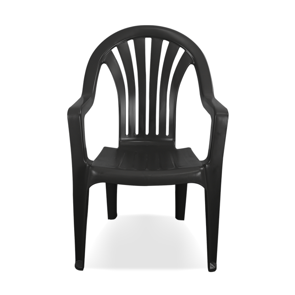 Cadeira Poltrona Paulista 182kg Preta Plástico Resistente Jardim Com Braços