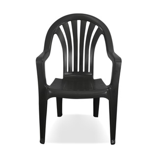 Cadeira Poltrona Paulista 182kg Preta Plástico Resistente Jardim Com Braços