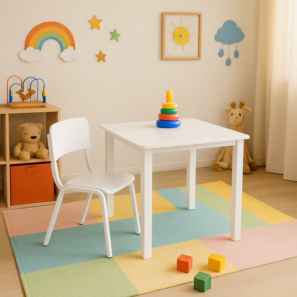 Kit Conjunto Mesa Infantil com 1 Cadeira Branca Estudo Didática Educativa