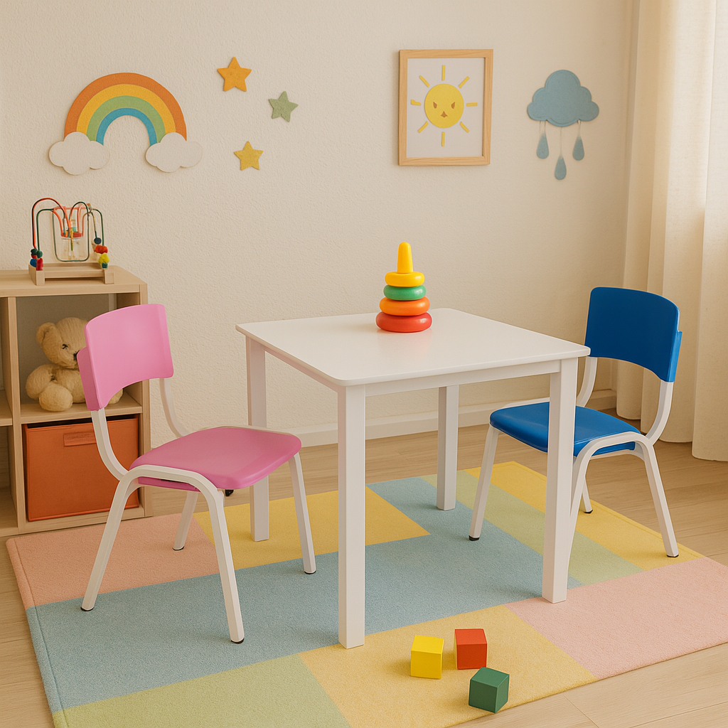 Kit Conjunto Mesa Infantil com 1 Cadeira Rosa e 1 Cadeira Azul Estudo Didática Educativa