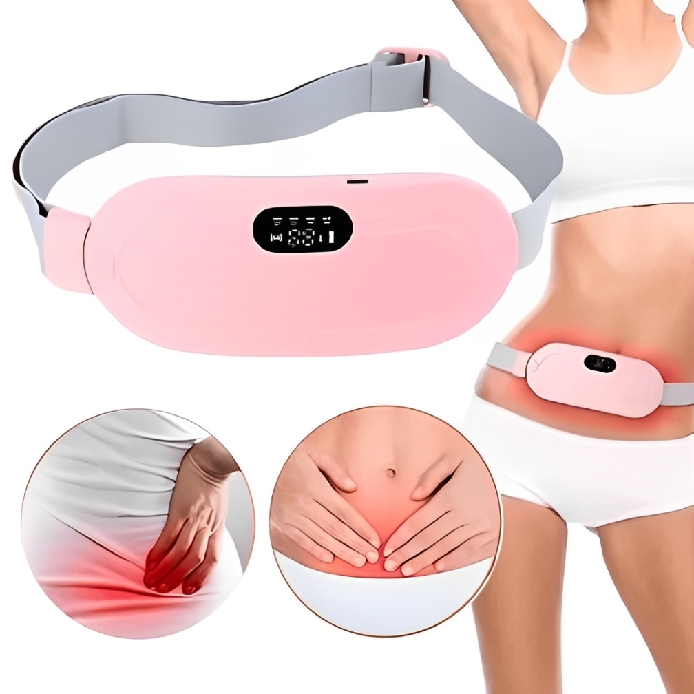 Cinta Alivia Dor de Cólica Menstrual Massageador Térmico Recarregável USB Almofada
