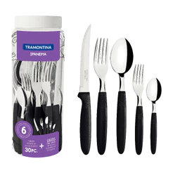 Faqueiro Inox Tramontina Ipanema 30 Peças Jogo De Talheres Cor Preto