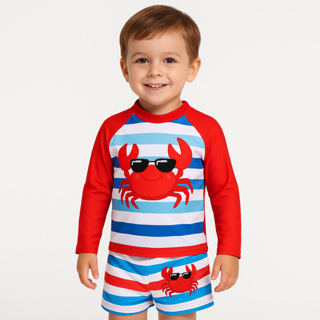 Kit Praia Infantil Masculino UV50+ Camisa Manga Longa + Sunga em Oferta na Shopee