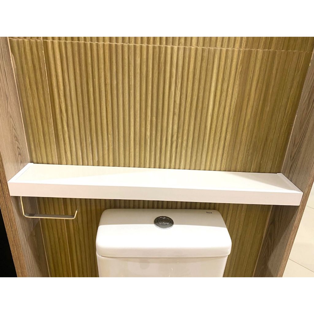 Prateleira De Porcelanato Branca Box C/Kit de Fixação 40x11 com Papeleira