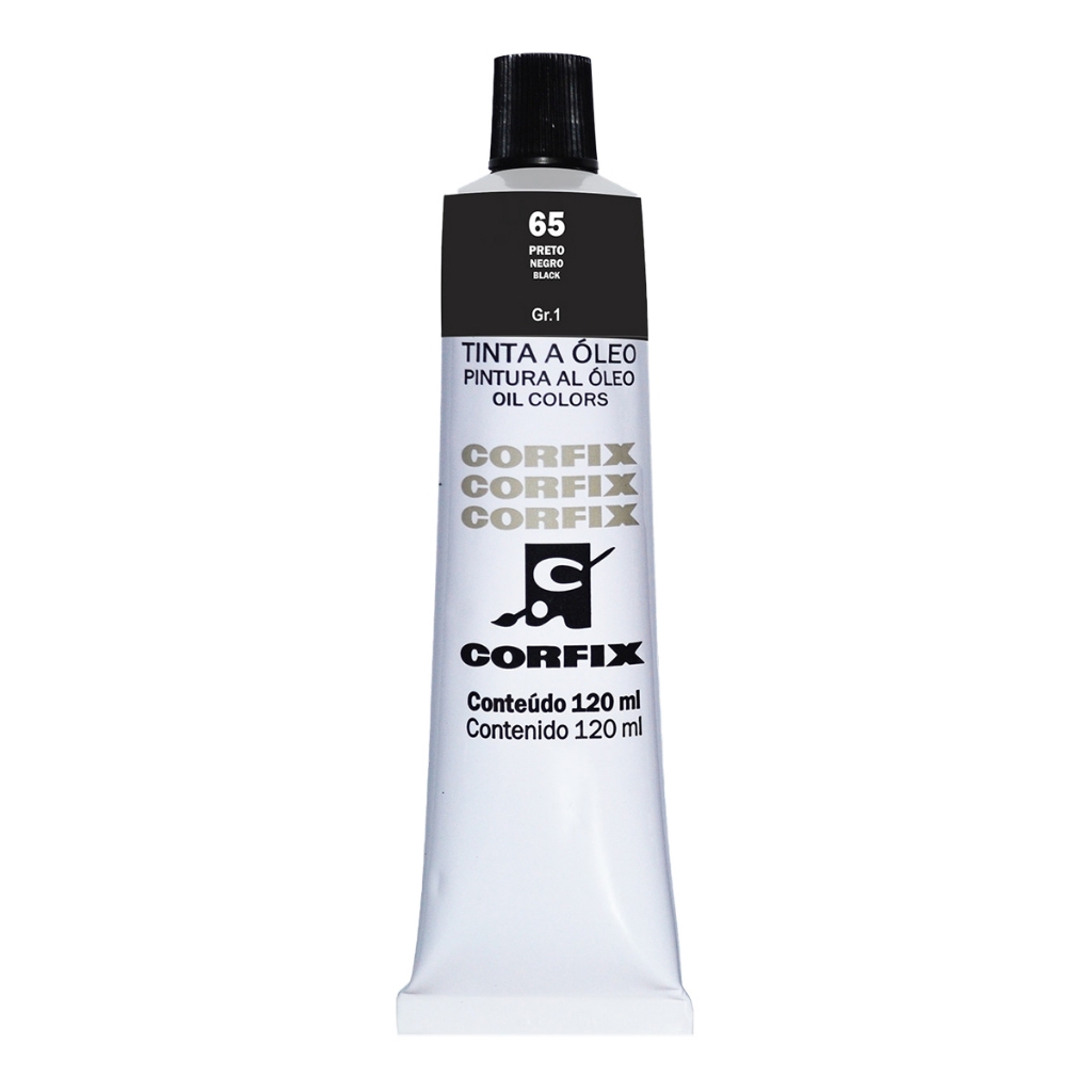 Tinta a Óleo Corfix 120ml G1 065 Preto – Alta Pigmentação e Cobertura Intensa