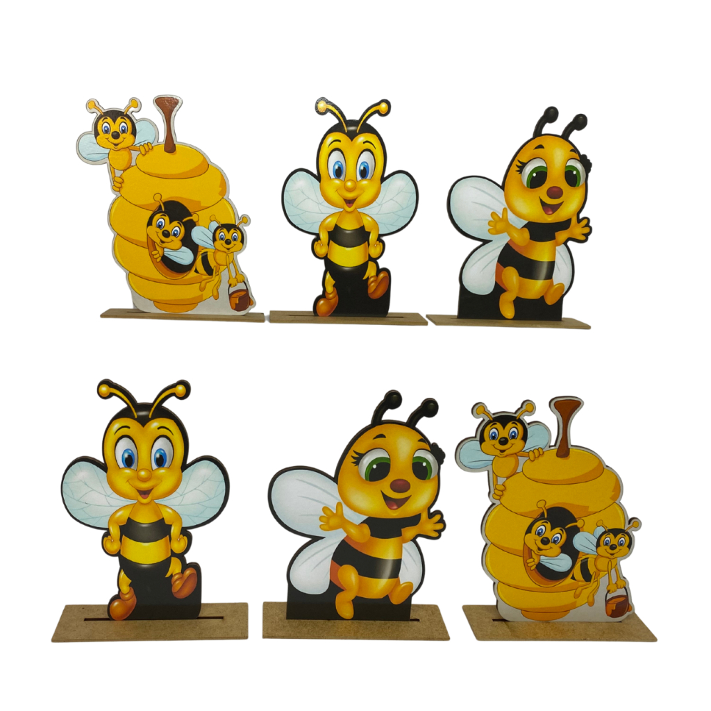 Kit Display de Mesa 6 Peças Para Festa Abelhinha MDF em Oferta na Shopee
