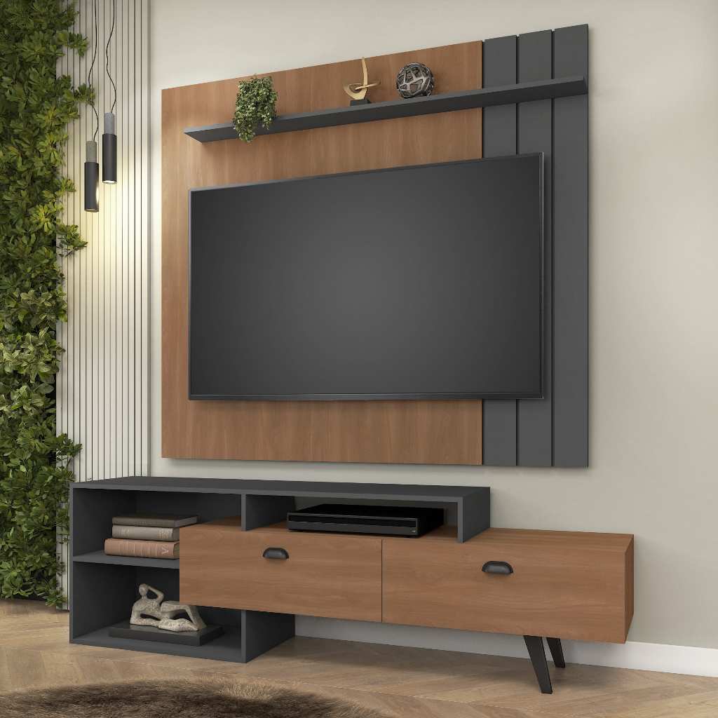 Painel Com Rack Para Tv De Até 60 Polegadas Com Nicho E 2 Portas - Home & Living