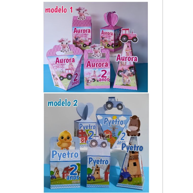 kit festa fazendinha caixinhas Personalizadas fazendinha rosa lembrancinha de aniversário fazendinha