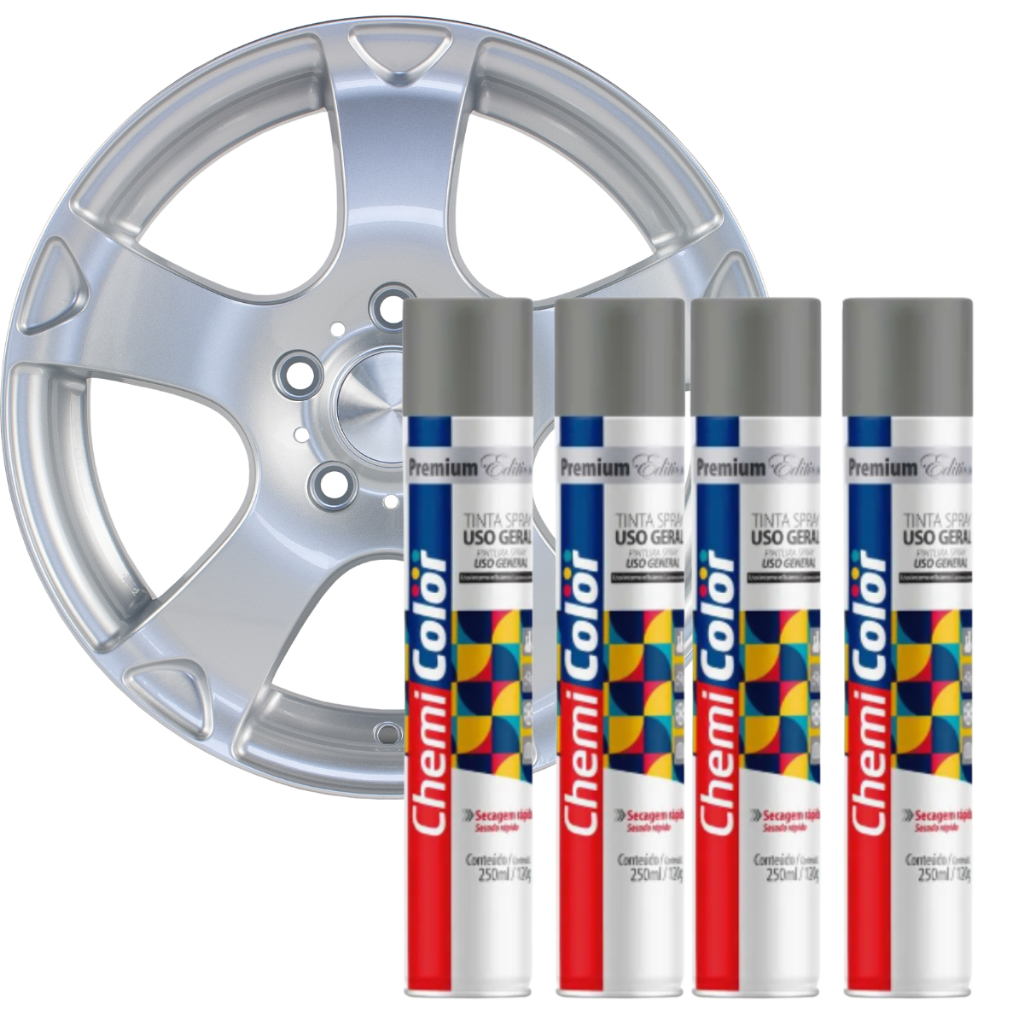 4 Tinta Spray Aluminio Para Rodas 250ml Uso Geral 250ml Chemicolor em Oferta na Shopee