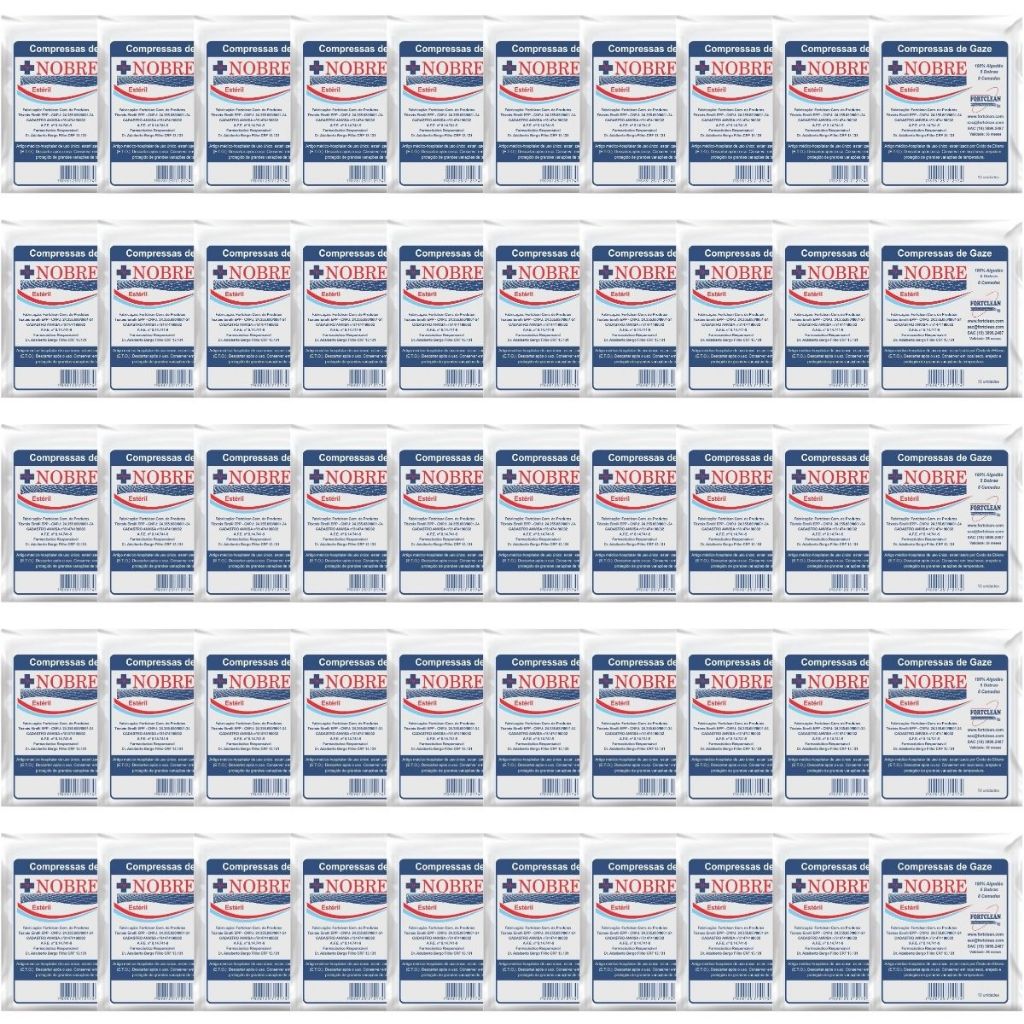Compressa de Gaze Estéril Nobre - 50 Pacotes C/10 uni. em Oferta na Shopee