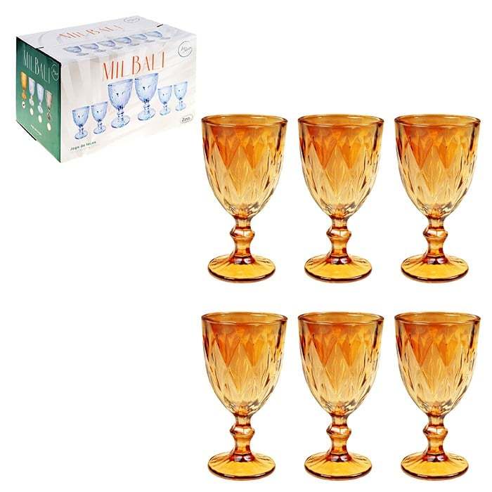 Taça Vidro Amber Milbali 320ml Com 6 Peças - Art House