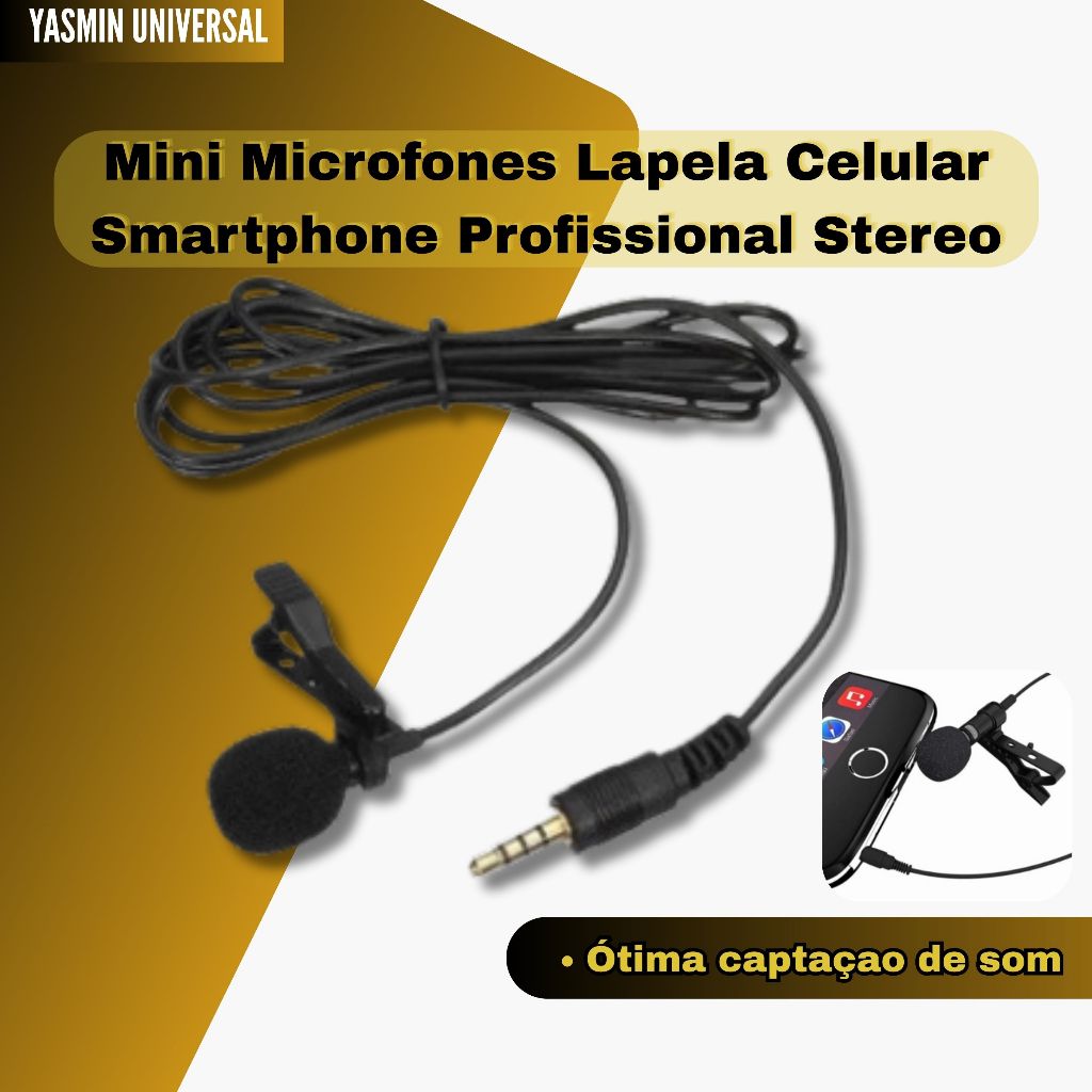 Mini Microfones Lapela Celular Smartphone Profissional Stereo